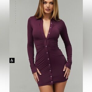 Mistress Rocks Long Sleeve Burgundy Dress